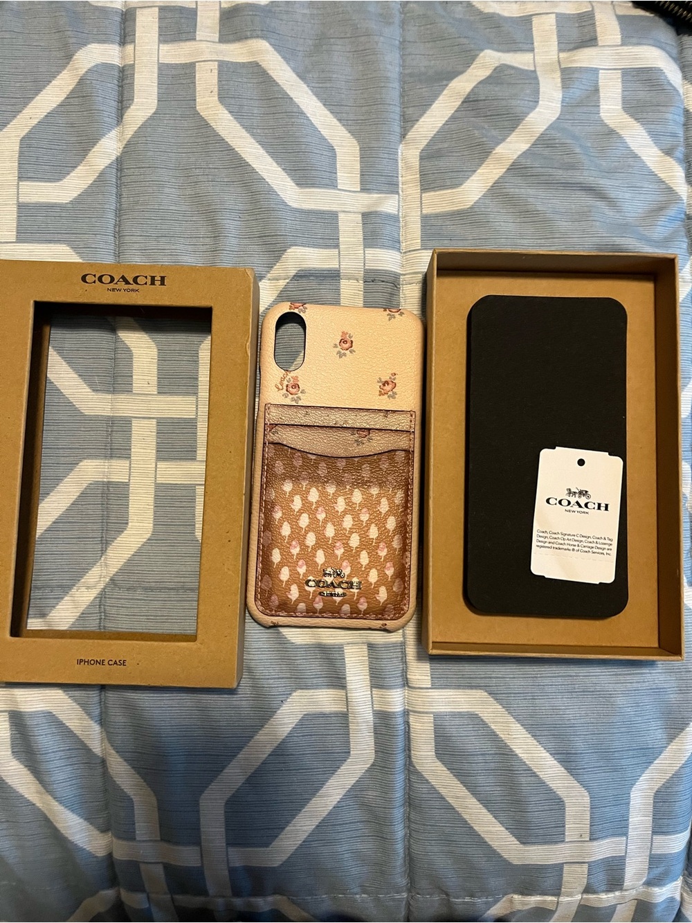 COACH Pink Floral & Signature Card Slot Phone Case